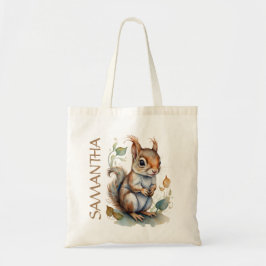 Girls Cute Squirrel Watercolor Personlig Art Tygkasse