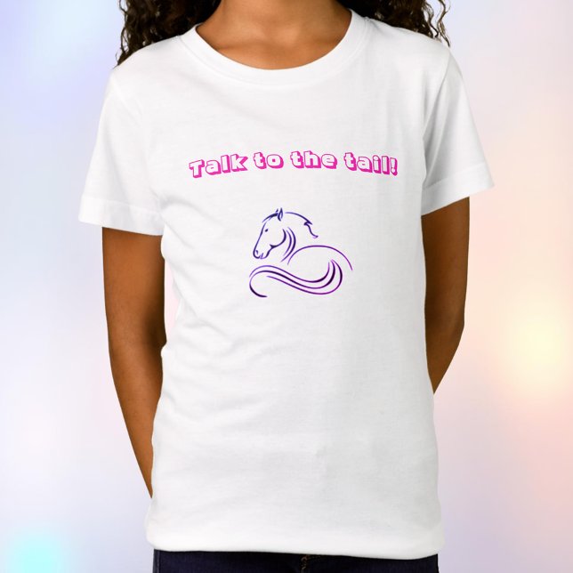 Girls Cute Talk med Svan Horse T-Shirt (Skapare uppladdad)