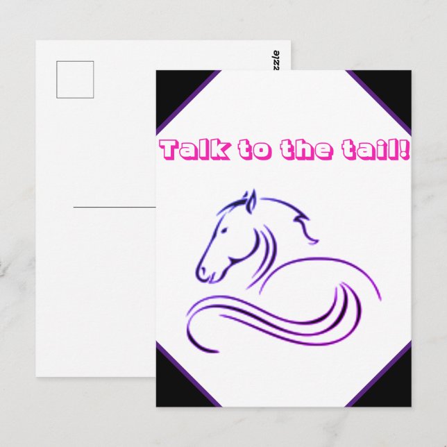 Girls Cute Talk med Svan Horse Vykort (Fram/baksida)
