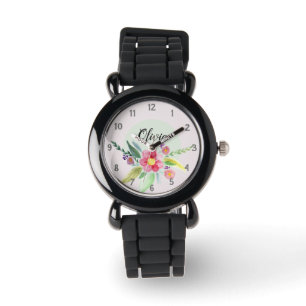 Girls Cute Vår, botaniska blommor och Namn Kids Armbandsur