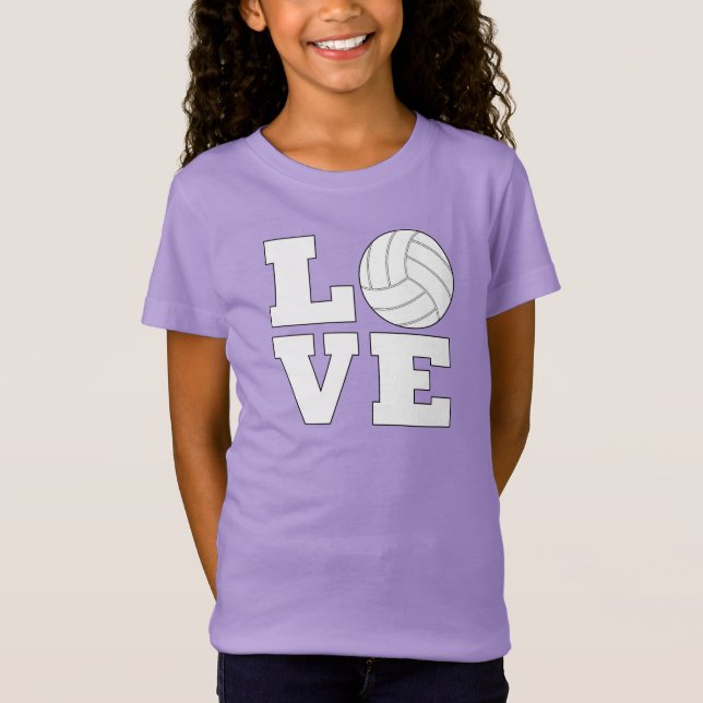Girls Cute Volleyball KÄRLEK Sports Player T Shirt (Framsida)
