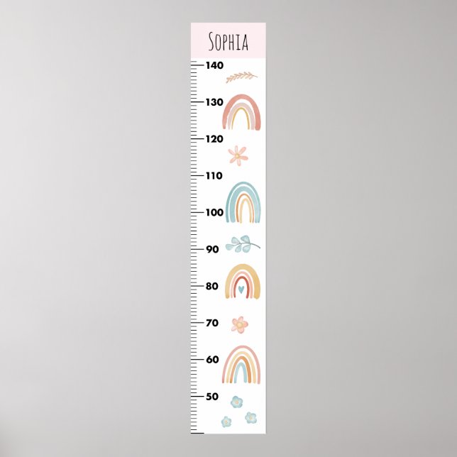 Girls Cute Watercolor Boho Rainbow Growth Diagram Poster (Framsidan)