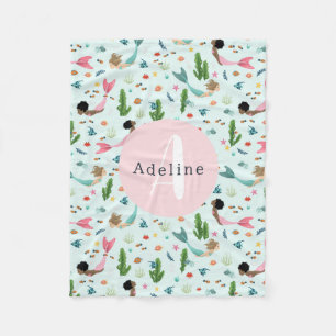 Girls Cute Whimsical Magic Sjöjungfru Ocean Kids Fleecefilt