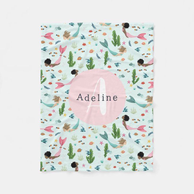 Girls Cute Whimsical Magic Sjöjungfru Ocean Kids Fleecefilt (Framsidan)