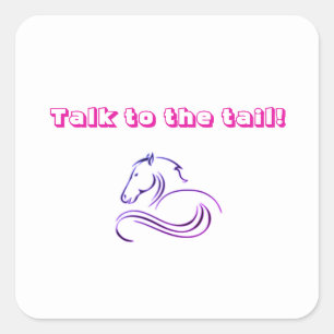 Girls Cute White "Talk to Svan" Horse / Pony Fyrkantigt Klistermärke