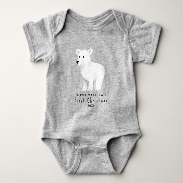 Girls Cute Winter-Polarna Bear First jul T Shirt (Framsida)