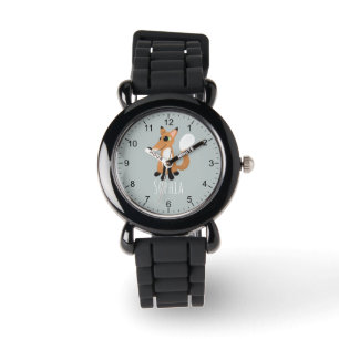 Girls Cute Woodland Forest Fox och Namn Kids Armbandsur