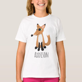 Girls Cute Woodland Forest Fox och Namn T Shirt