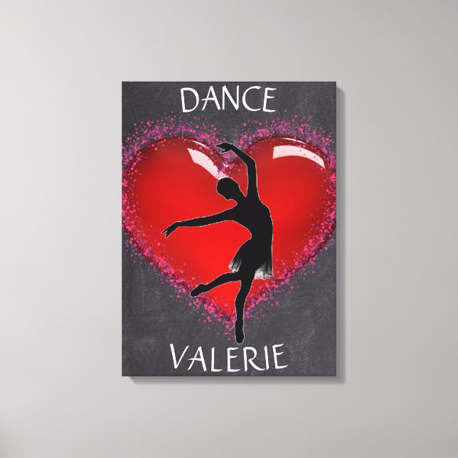 Girls Dance Chalkboard Heart w/ Personlig Namn Canvastryck (Framsida)