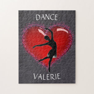 Girls Dance Chalkboard Heart w/ Personlig Namn Pussel