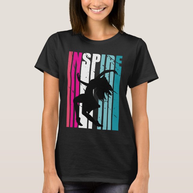 Girls Dance Inspire Coach Dancer Retro Dancing T Shirt (Framsida)