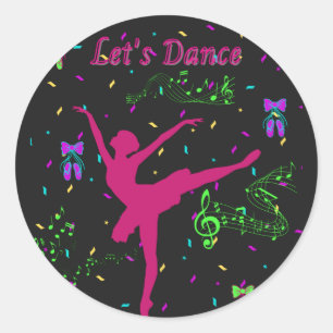 Girls Dance Musik noter Runt Klistermärke