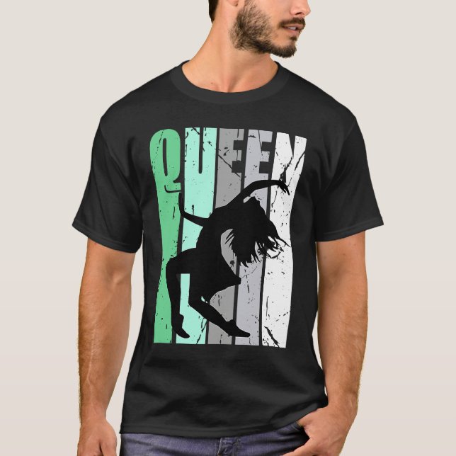 Girls Dance Queen Dancer Retro Graphic Motivate T Shirt (Framsida)