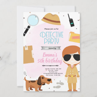 Girls Detective Party Invitation Inbjudningar