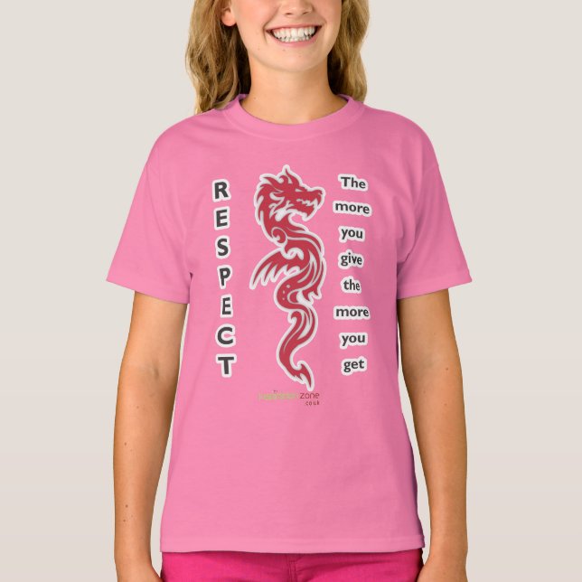 Girls Dragon Respect T-Shirt (Framsida)