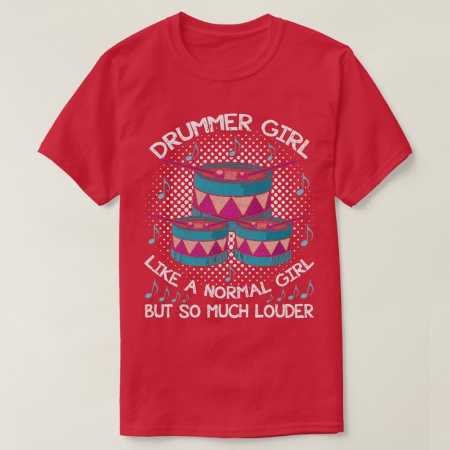 Girls Drummer Kärlek Drums Drumming T Shirt (Design framsida)