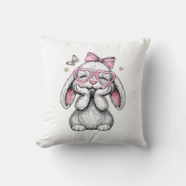 Girls Easter Cute Bunny Face Pink Easter Kids Todd Kudde (Framsida)