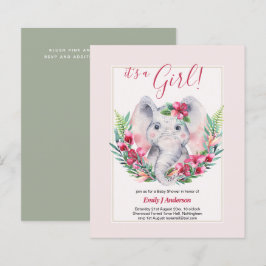 GIRLS Elephant Flowers Baby Shower GENDER REVEAL