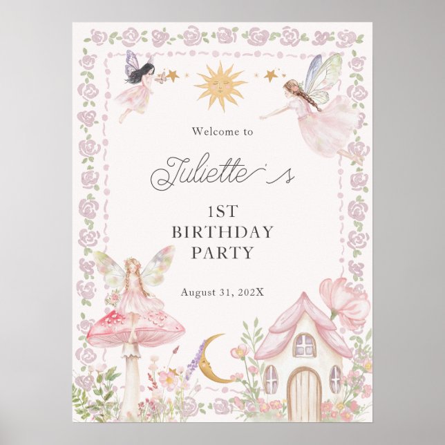 Girls Fairy Garden Birthday Poster (Framsidan)