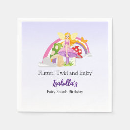Girls Fairy Mushroom Rainbow Birthday  Pappersservett