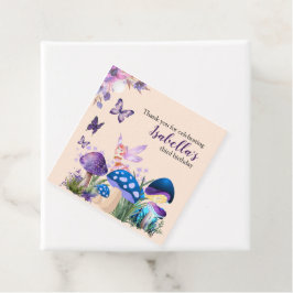 Girls Fairy Purple Mushroom Butterfly Birthday Gåvor Etiketter
