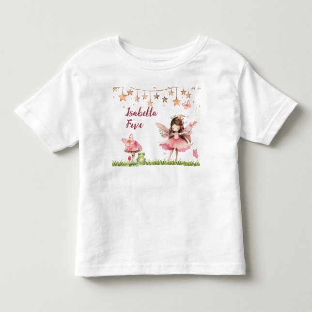 Girls Fairy Tale Castle Frog Mushroom Birthday T Shirt (Framsida)