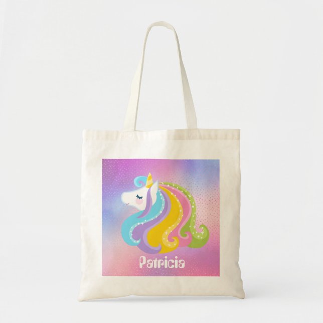 Girls Fantasy Unicorn add namn to bag Tygkasse (Framsidan)