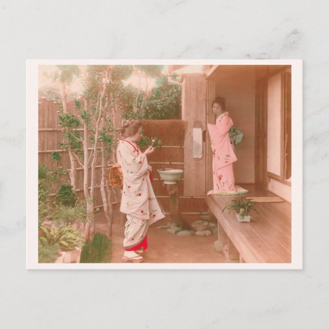 "Girls' Feelings" 乙女心　日本　着物　女性　ヴィンテージ 写真　和風 Vykort (Framsida)