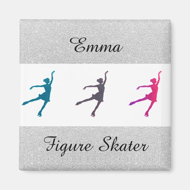 Girls Figur Skater/Ice Skating Personlig Magnet (Framsidan)