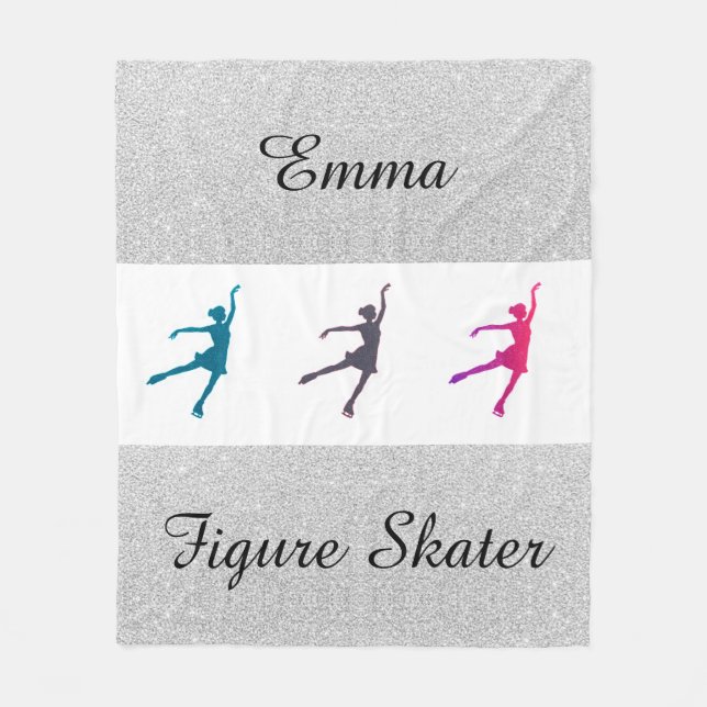 Girls Figur Skater Silver Gnistra  Fleece Blanket (Framsidan)