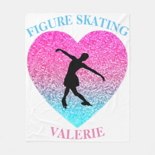 Girls Figur Skating Fleece Blanket w/ Hennes Namn