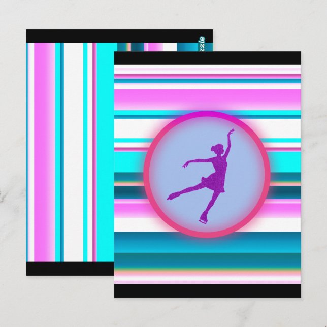 Girls Figur Skating Rand Vykort (Fram/baksida)