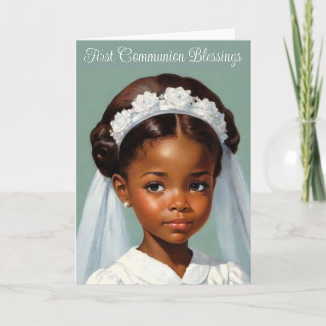 Girl's First Communion Retro Stil Kort (Framsida)