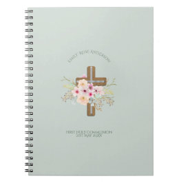 Girls First Heliga Communion Blommigt Kor Anpassad Anteckningsbok