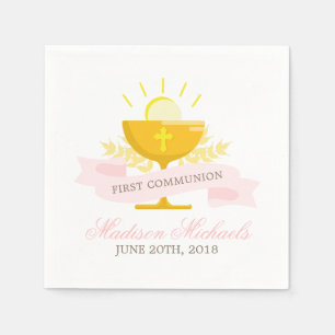 Girls First Heliga Communion Pappersservett
