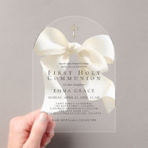 Girl's First Holy Communion Simple Ivory Bow