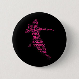 Girls Flagga Football Player Ord Art Typography Knapp