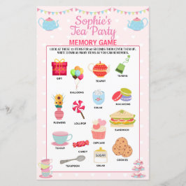 Girls födelsedag Tea Party Memory Game