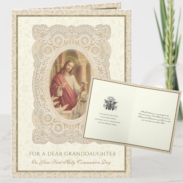 Girls första Heliga Communion Jesus Prayer Kort (Skapare uppladdad)
