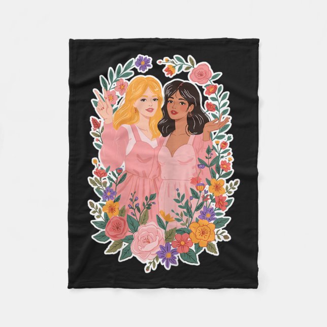 Girls Friendship Bloom Ies Sisterhood Together Lau Fleecefilt (Framsidan)