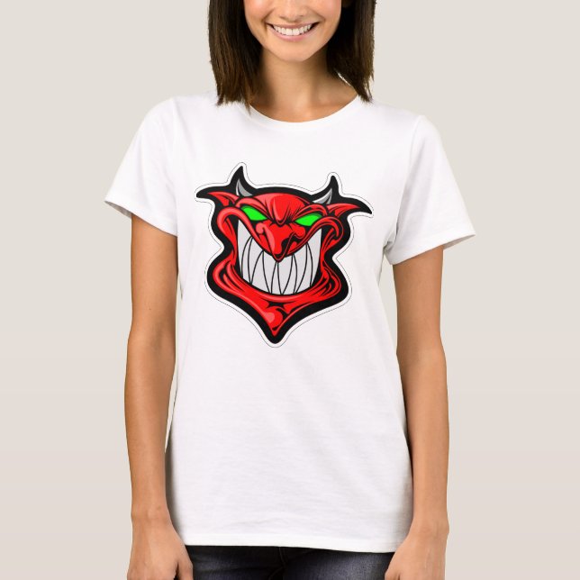 Girls Funny Helgdag Novelty DEMON SMILE T Shirt (Framsida)