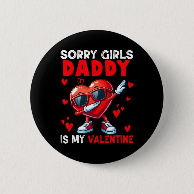 Girls Funny Joke Daddy Is My Valentine Dabbing Hea Knapp (Framsida)