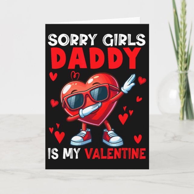 Girls Funny Joke Daddy Is My Valentine Dabbing Hea Kort (Framsida)