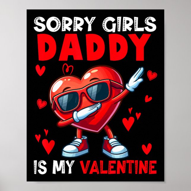 Girls Funny Joke Daddy Is My Valentine Dabbing Hea Poster (Framsidan)