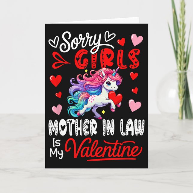 Girls Funny Joke Mother In Law Is My Valentine Uni Kort (Framsida)