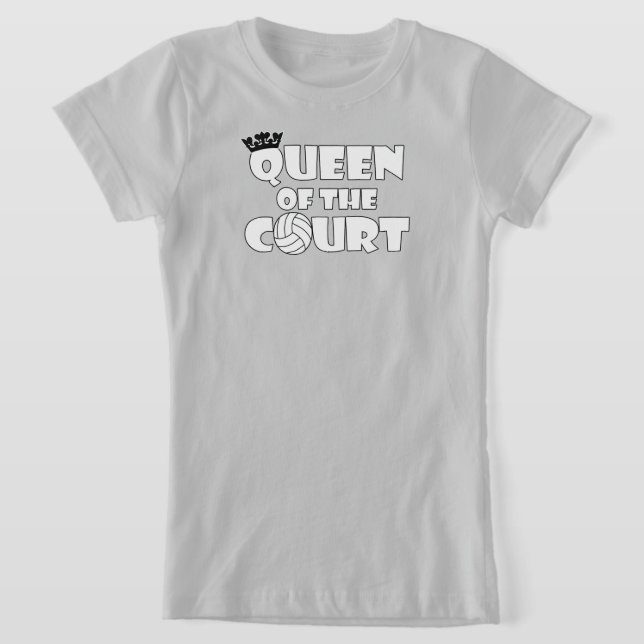 Girls' Funny Volleyball Queen of the Court Cute T Shirt (Laydown)