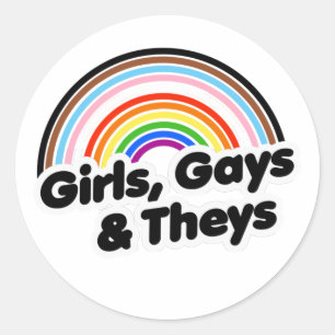 GIRLS, GAYS & THEYS T-Shirt Runt Klistermärke