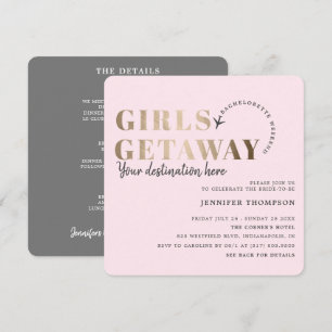 Girls Getaway  & Guld Bachelorette Helg Inbjudningar