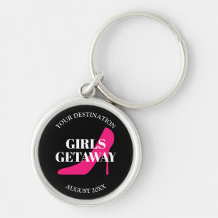 Girls Getaway-semestermål stiletto Rund Silverfärgad Nyckelring