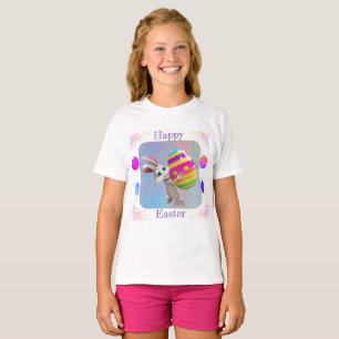 Girls Glad påsk T-Shirt - Påskhare med ägg